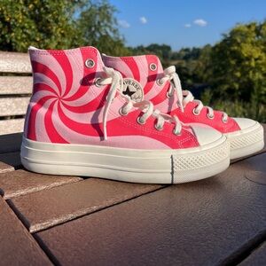 Pink Swirl Candy Converse High Top Platform Chuck Taylor